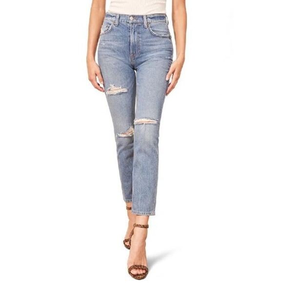 Reformation High Waisted Julia Jean Distressed  Antigua wash Size 26 Denim Boho - Picture 1 of 7